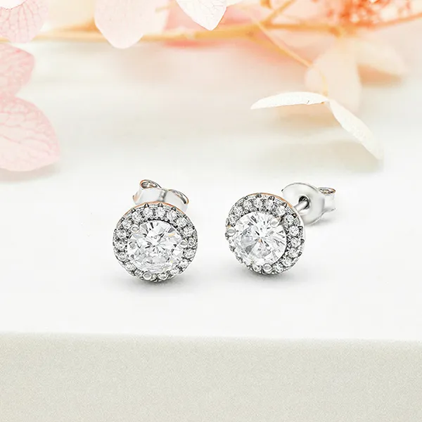 Khuyên Tai Nữ Kya Jewel Halo Circle SE131 Màu Bạc Trắng