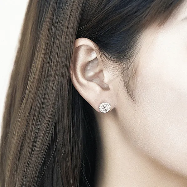 Khuyên Tai Nữ Kya Jewel Halo Circle SE131 Màu Bạc Trắng