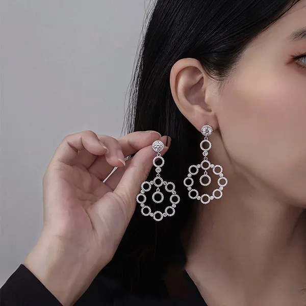 Khuyên Tai Nữ Kya Jewel Luminous Circle KE2 Màu Bạc