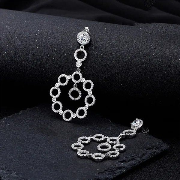 Khuyên Tai Nữ Kya Jewel Luminous Circle KE2 Màu Bạc