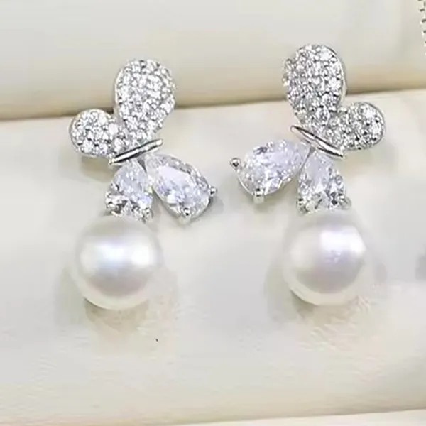 Khuyên Tai Nữ Kya Jewel Radiant Butterfly Pearl JSE9 Màu Bạc