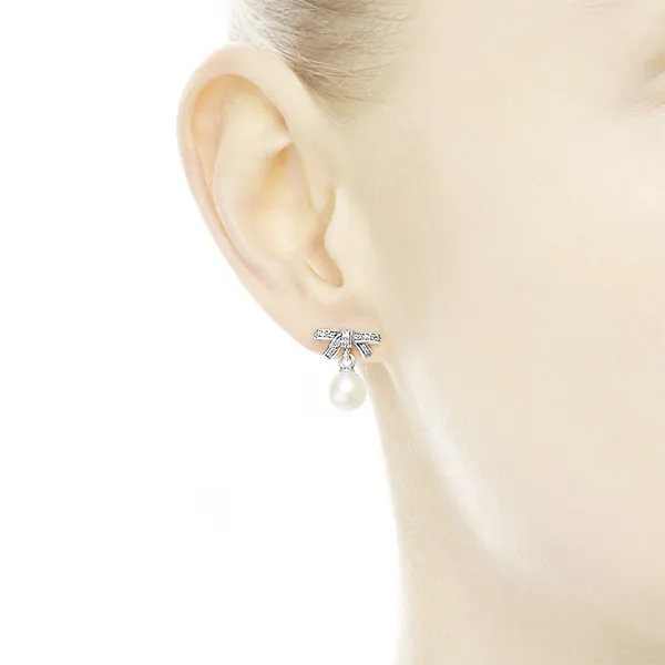Khuyên Tai Nữ Pandora Bow Silver Earrings 290596P Màu Bạc - Trang sức - Vua Hàng Hiệu