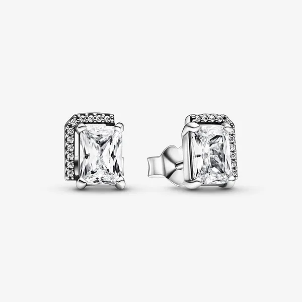 Khuyên Tai Nữ Pandora Rectangular Sparkling Halo Stud Earrings 292380C01 Màu Bạc Trắng - Trang sức - Vua Hàng Hiệu