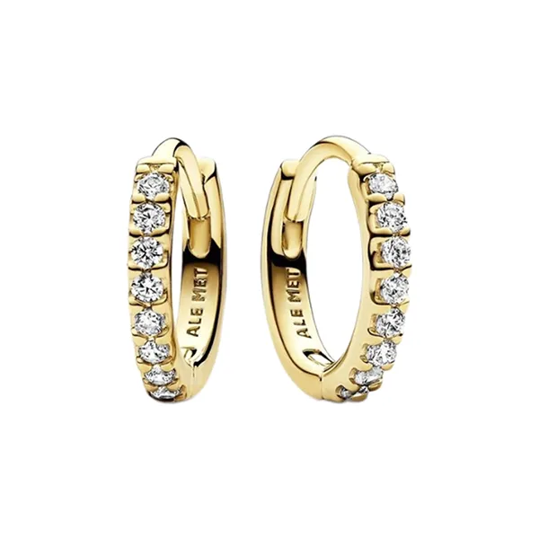 Khuyên Tai Nữ Pandora Sparkling Huggie Hoop Earrings 263015C01 Màu Vàng Gold