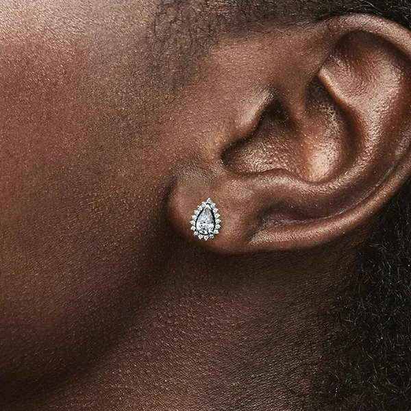 Khuyên Tai Nữ Pandora Sparkling Pear Halo Stud Earrings 292834C01 Màu Bạc - Trang sức - Vua Hàng Hiệu