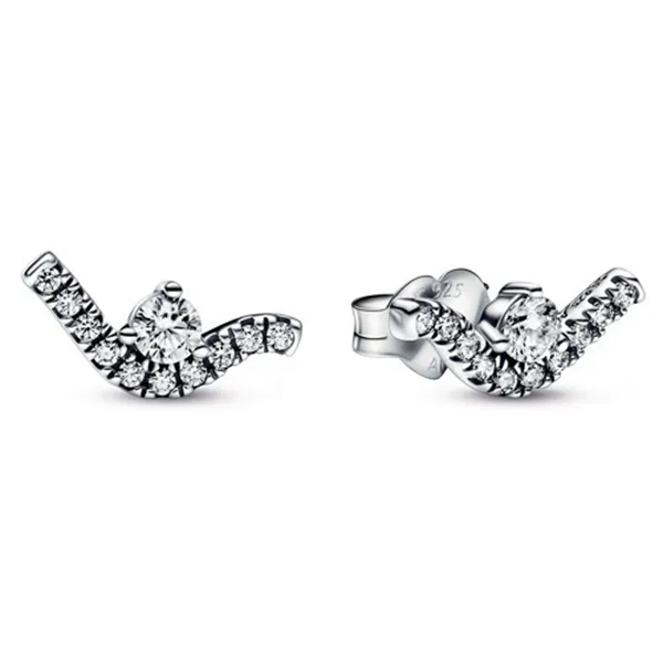 Khuyên Tai Nữ Pandora Sparkling Wave Stud Earrings Sterling Silver Sparkling Wave With Clear Zirconia 292544C01 Màu Bạc Trắng - Trang sức - Vua Hàng Hiệu