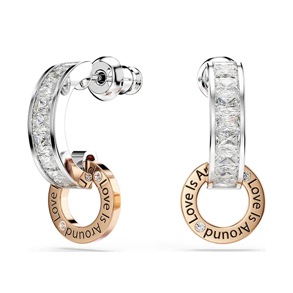 Khuyên Tai Nữ Swarovski Connexus Drop Earrings Mixed Cuts Love Is Around White Mixed Metal Finish 5691178 Màu Trắng/ Vàng Hồng