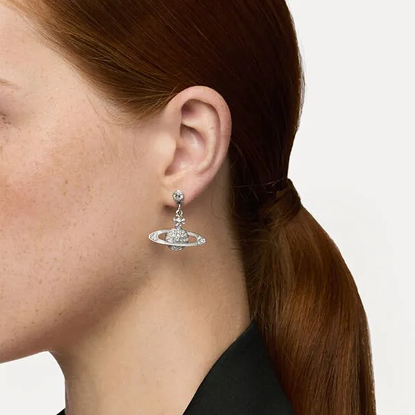 Khuyên Tai Nữ Vivienne Westwood Mini Bas Relief Drop Earrings Silver-Tone 62020025W110W110 Màu Bạc - Trang sức - Vua Hàng Hiệu