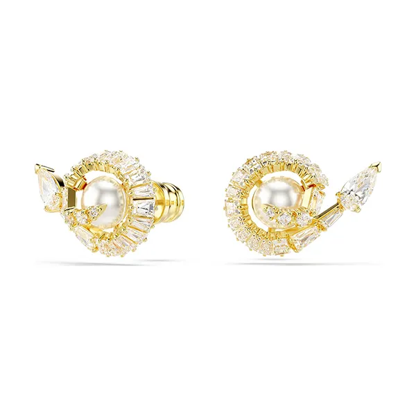 Khuyên Tai Nữ Swarovski Snake Stud Earrings Crystal Pearl, Mixed Cuts, Year Of The Snake, White, Gold-Tone Plated 5698888 Màu Vàng