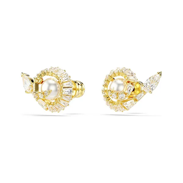 Khuyên Tai Nữ Swarovski Snake Stud Earrings Crystal Pearl, Mixed Cuts, Year Of The Snake, White, Gold-Tone Plated 5698888 Màu Vàng