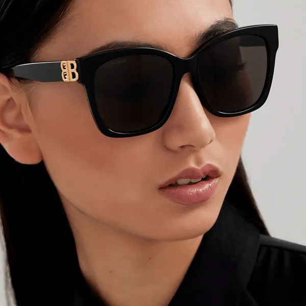 Kính Mát Nữ Balenciaga BB0102SA 001 Sunglasses Màu Đen Xám