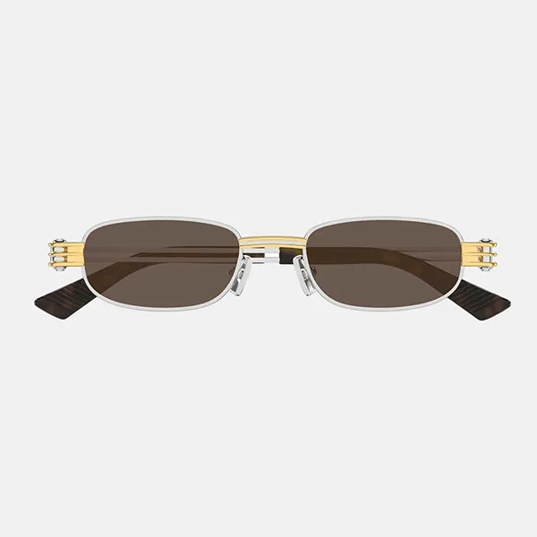 Kính Mát Bottega Veneta BV1381S 001 Silver Brown Lens Sunglasses Màu Nâu Bạc - Kính mắt - Vua Hàng Hiệu
