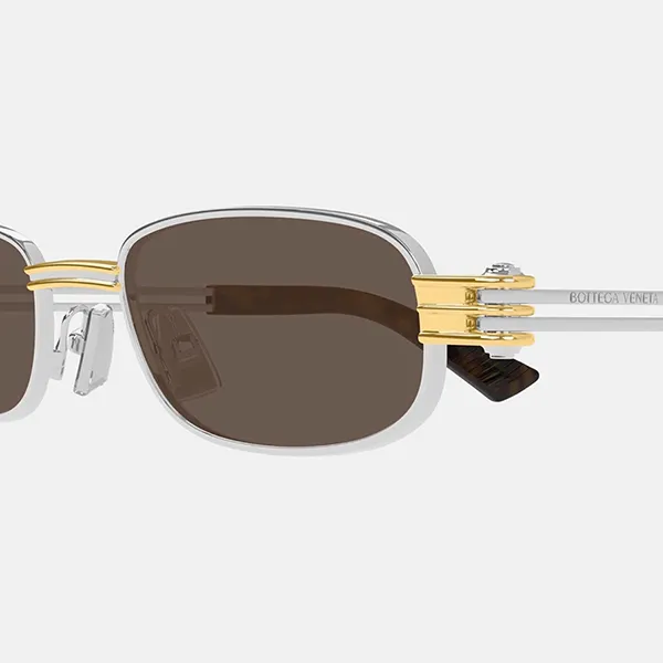 Kính Mát Bottega Veneta BV1381S 001 Silver Brown Lens Sunglasses Màu Nâu Bạc - Kính mắt - Vua Hàng Hiệu