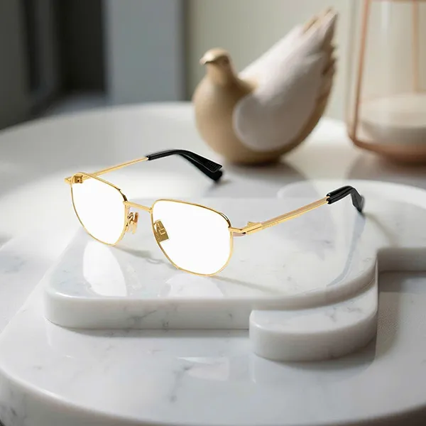 Kính Mắt Cận Bottega Veneta BV1301O 001 Eyeglasses Màu Vàng Gold - Kính mắt - Vua Hàng Hiệu