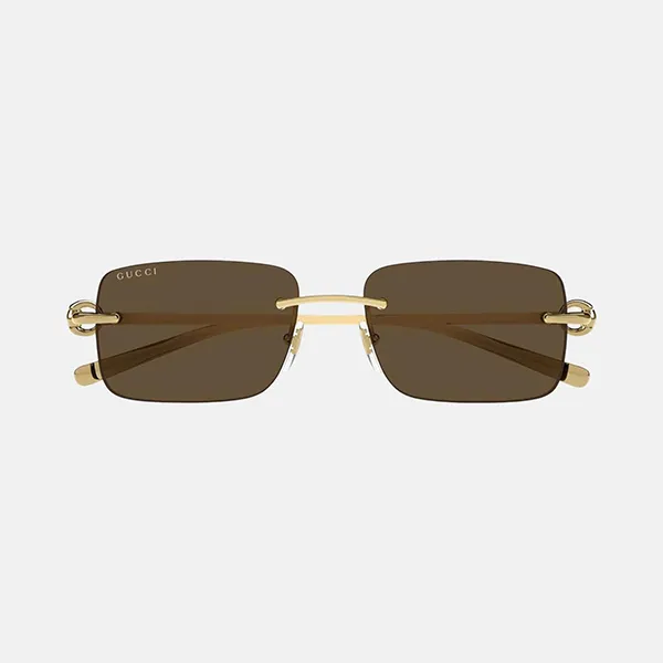 Kính Mát Nam Gucci Gold Rectangular Sunglasses GG1703S 004 Màu Vàng Nâu