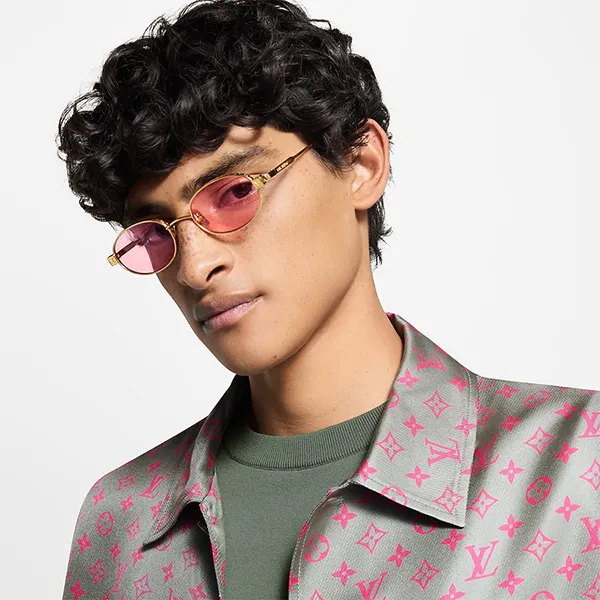 Kính Mát Nam Louis Vuitton LV Pure Low Oval Z2912U Sunglasses Màu Hồng Vàng