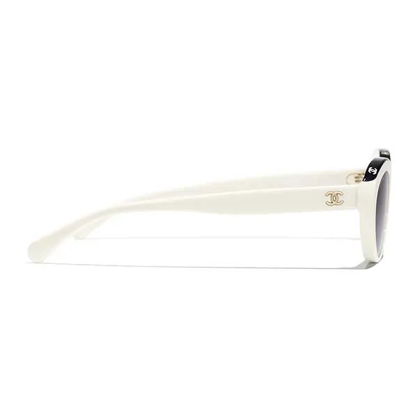 Kính Mắt Nữ Chanel Oval Sunglasses Acetate A71341 X08101 S6361 Màu Trắng Đen - Kính mắt - Vua Hàng Hiệu