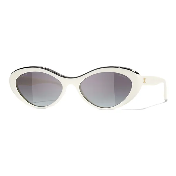 Kính Mắt Nữ Chanel Oval Sunglasses Acetate A71341 X08101 S6361 Màu Trắng Đen - Kính mắt - Vua Hàng Hiệu