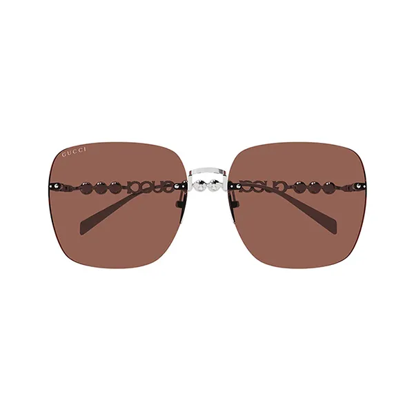 Kính Mát Nữ Gucci Sunglass GG1923SA 002 Shiny Silver Brown Màu Nâu Bạc