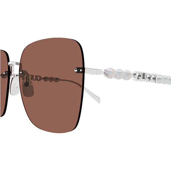 Kính Mát Nữ Gucci Sunglass GG1923SA 002 Shiny Silver Brown Màu Nâu Bạc