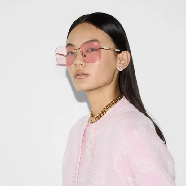 Kính Mát Nữ Gucci Sunglass GG1923SA 004 Gold Light Pink Màu Hồng Vàng