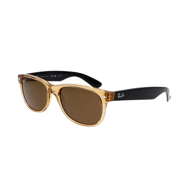 Kính Mát Unisex Rayban Wayfarer Bicolor Polarized Brown RB2132 945/57 55 Sunglasses Màu Đen Nâu