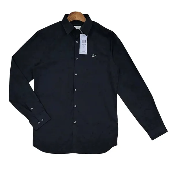 Áo Sơ Mi Nam Lacoste Men's Slim Fit Stretch Cotton Poplin Shirt Màu Đen Size 40