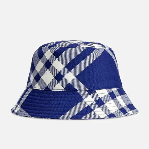 Mũ Nữ Burberry Check Bucket Hat Màu Xanh Trắng Size S