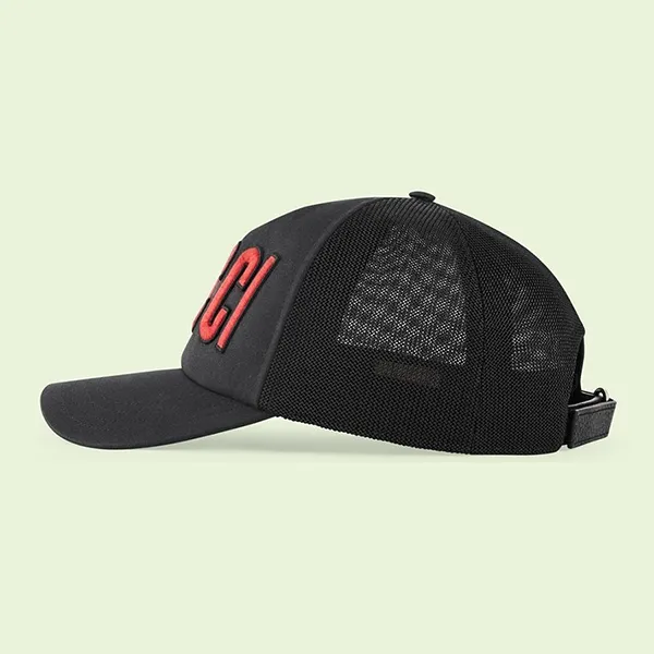 Mũ Gucci Baseball Hat With Gucci Patch 701324 4HAOY 1060 Màu Đen Size S - Mũ nón - Vua Hàng Hiệu