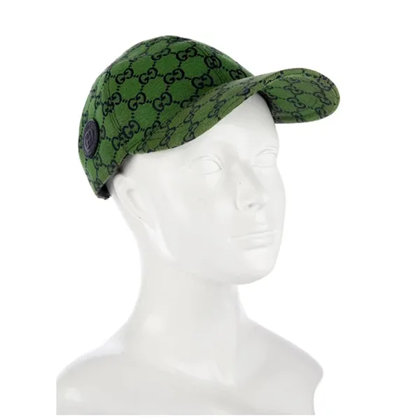 Mũ Gucci GG Canvas Leather Trimmed Baseball Cap Màu Xanh Lá Size S