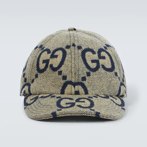 Mũ Gucci GG Jumbo Wool Baseball Cap Màu Be Họa Tiết Size S