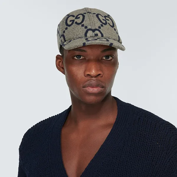 Mũ Gucci GG Jumbo Wool Baseball Cap Màu Be Họa Tiết Size S