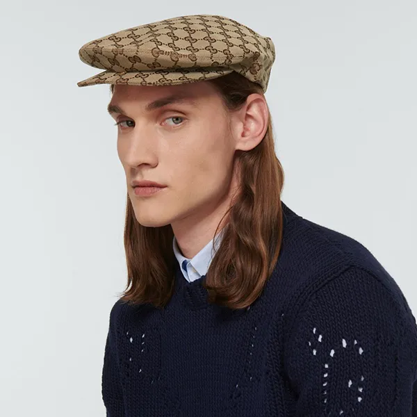 Mũ Nam Gucci GG Canvas Flat Cap Màu Nâu Be Size S - Mũ nón - Vua Hàng Hiệu