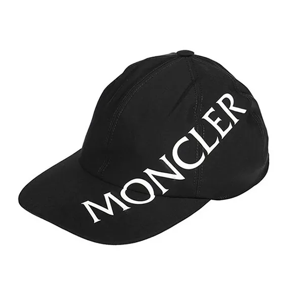 Mũ Nam Moncler Men's Black Diagonal Logo Print Baseball Cap G20913B00025-539DK-999 Màu Đen - Mũ nón - Vua Hàng Hiệu