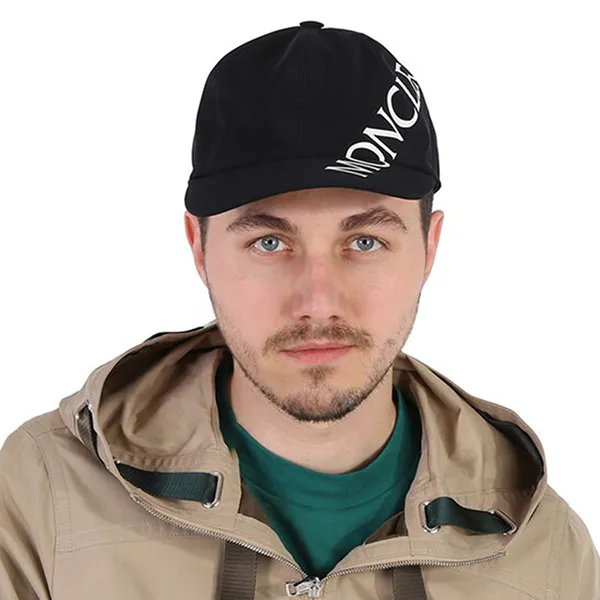 Mũ Nam Moncler Men's Black Diagonal Logo Print Baseball Cap G20913B00025-539DK-999 Màu Đen - Mũ nón - Vua Hàng Hiệu