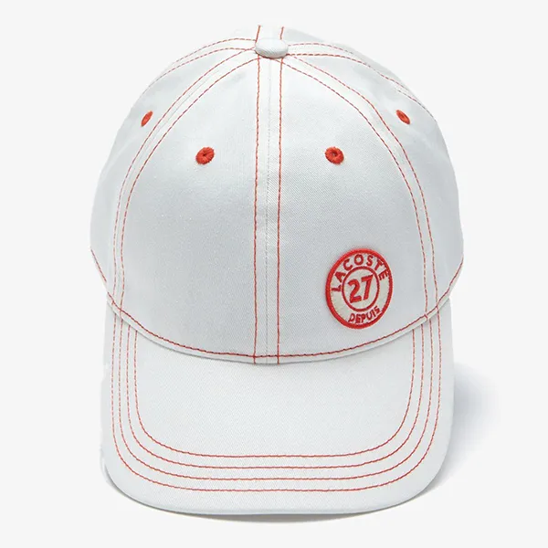 Mũ Unisex Lacoste Overstitched Cotton Cap RK0824 7HU Màu Trắng