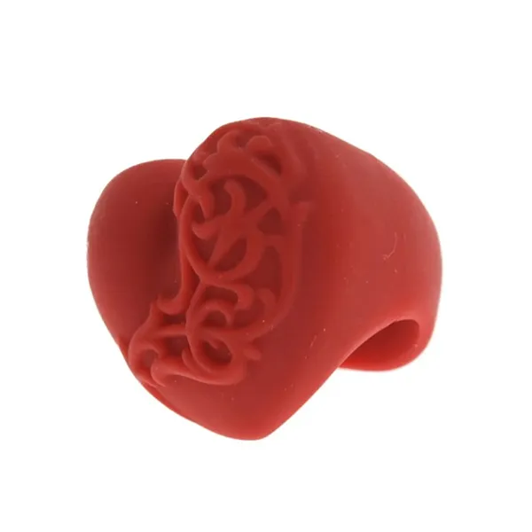 Nhẫn Nữ Chrome Hearts Silicone Heart Ring Màu Đỏ
