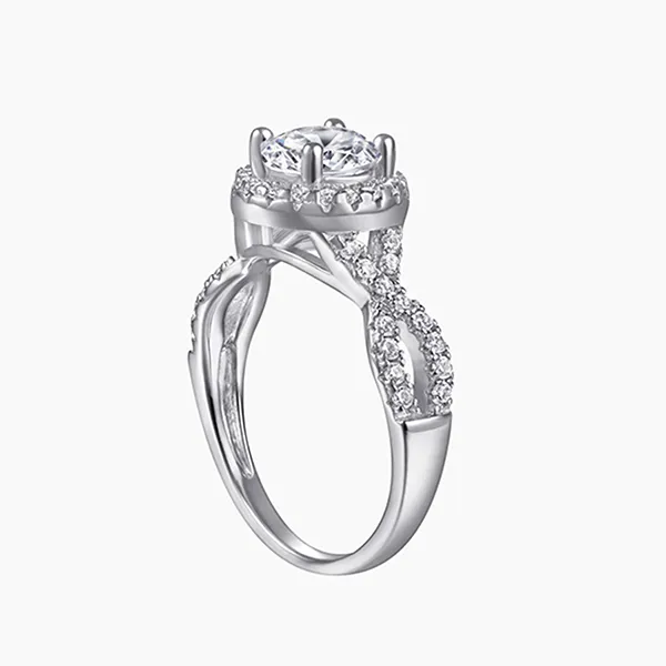 Nhẫn Nữ Kya Jewel Halo Circle SR131 Màu Bạc Trắng