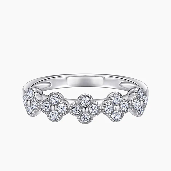 Nhẫn Nữ Kya Jewel Sparkling Clover SR132 Màu Bạc Trắng