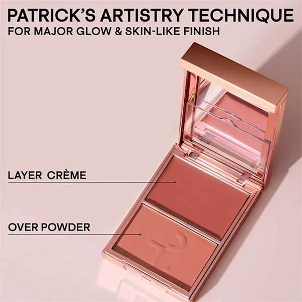 Phấn Má Hồng Patrick Ta Major Headlines Double Take Crème & Powder Blush Duo Tone She's Blushing Màu Hồng Đất