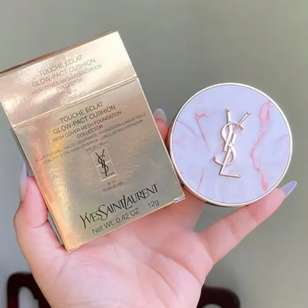 Phấn Nước YSL Limited Touche Écla Glow-Pact Cushion High Cover Mesh Foundation Collection Tone B10 - Trắng Sáng