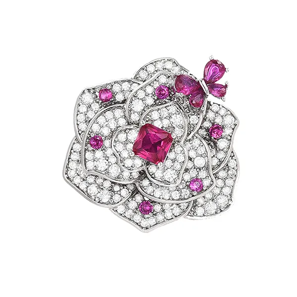 Pin Cài Áo Nữ Meri Delicate Butterfly Blossom BR866 Màu Hồng Bạc
