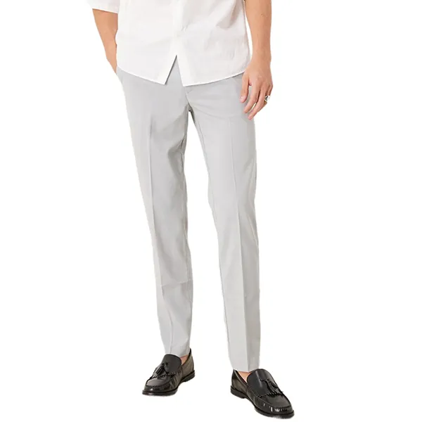 Quần Dài Nam Asos Slim Fit Smart Wedding Trousers In Light Grey Màu Xám Nhạt Size 28