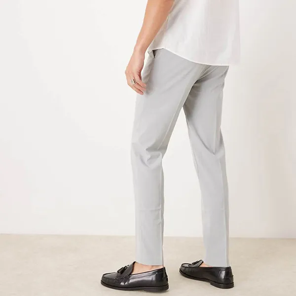 Quần Dài Nam Asos Slim Fit Smart Wedding Trousers In Light Grey Màu Xám Nhạt Size 28
