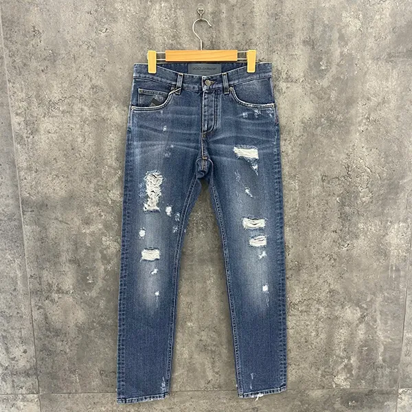 Quần Jean Nam Dolce & Gabbana D&G Wash Rách 2 Đùi G6LBCD G8S36 S9001 Màu Xanh Size 44