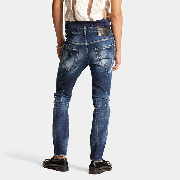 Quần Jean Nam Dsquared2 Blue Sparkle Toppa Wash Skater Jeans Coolguy S71LB1416S30342470 Màu Xanh Đậm Size 48