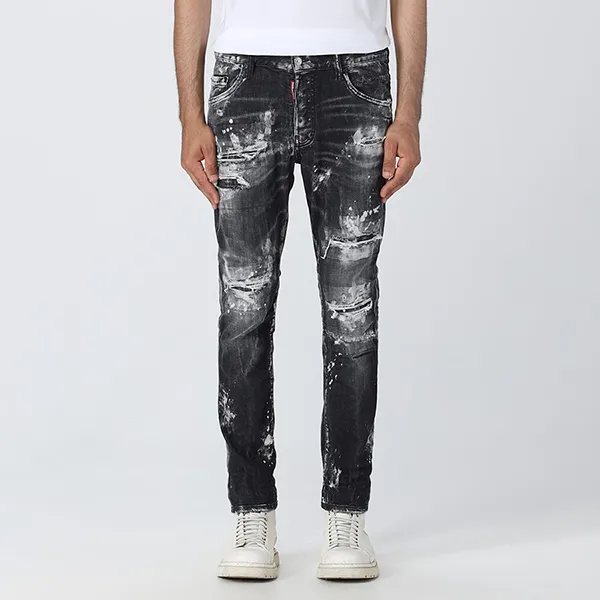 Quần Jean Nam Dsquared2 Skater In Stretch Denim S74LB1325S30503 Màu Đen Xám Size 46