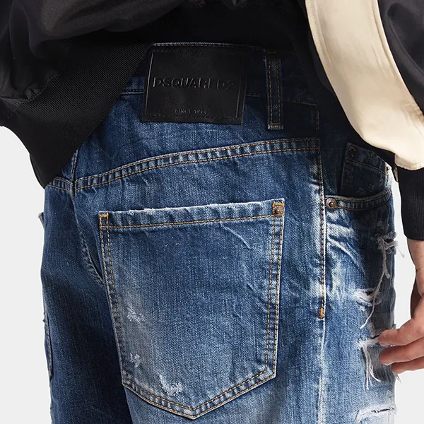 Quần Short Nam Dsquared2 Dark Ripped Wash Marine Shorts S74MU0819S30309470 Màu Xanh Size 46 - Thời trang - Vua Hàng Hiệu