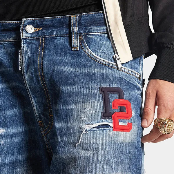 Quần Short Nam Dsquared2 Dark Ripped Wash Marine Shorts S74MU0819S30309470 Màu Xanh Size 46 - Thời trang - Vua Hàng Hiệu