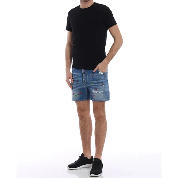 Quần Short Nam Dsquared2 Funny Prints Denim Shorts S74MU0482S30342470 Màu Xanh Size 50 - Thời trang - Vua Hàng Hiệu